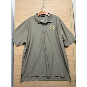 Divots DriWay Tan Polo Shirt Louisiana Sheriffs Association XL Micro-Stripe 4292